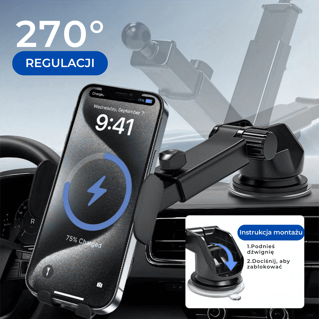 CarFashion – Automatyczny uchwyt samochodowy z ładowaniem Qi